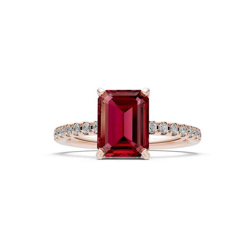 Emerald Solitaire Engagement Ring with Accent