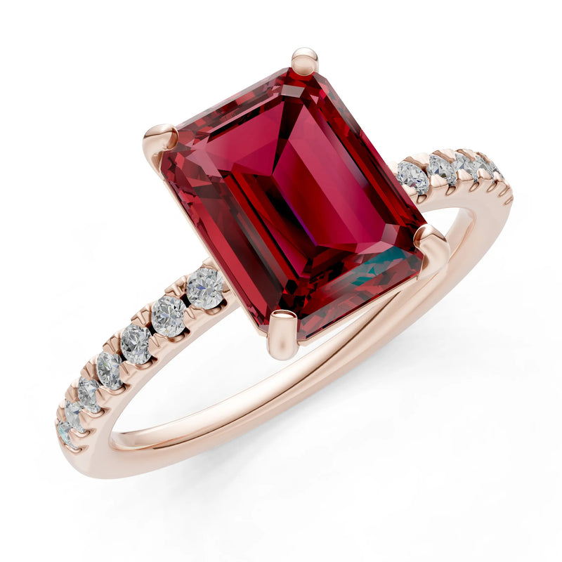 Emerald Solitaire Engagement Ring with Accent