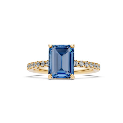Emerald Solitaire Engagement Ring with Accent