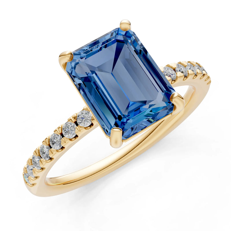 Emerald Solitaire Engagement Ring with Accent