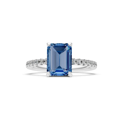 Emerald Solitaire Engagement Ring with Accent