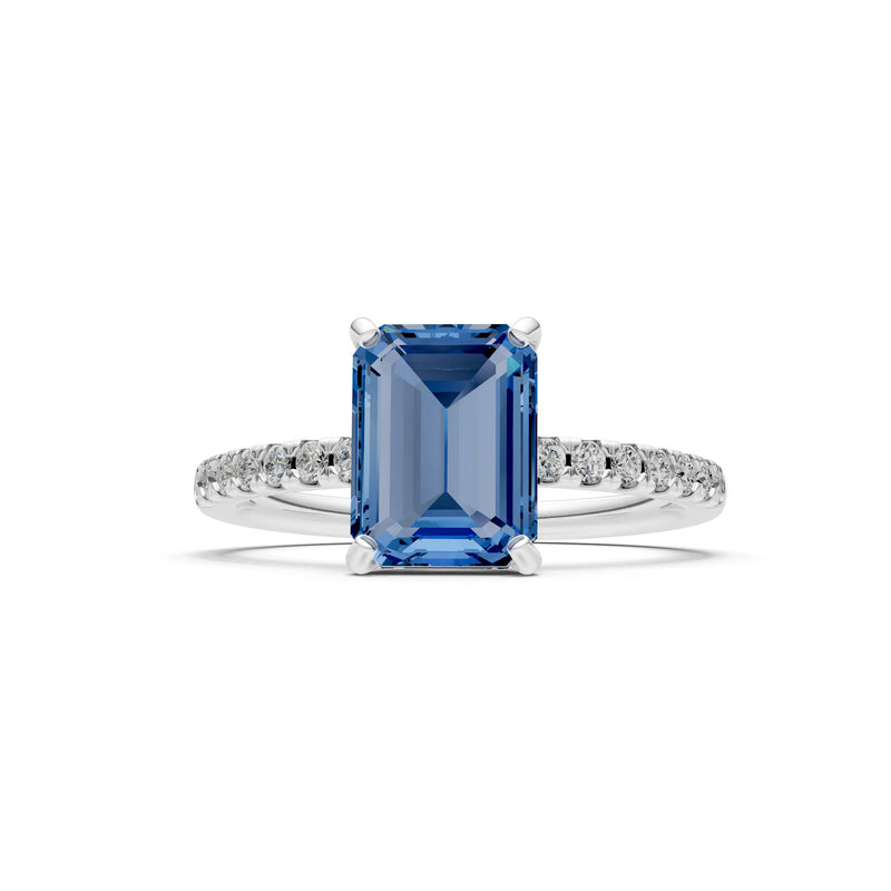 Emerald Solitaire Engagement Ring with Accent