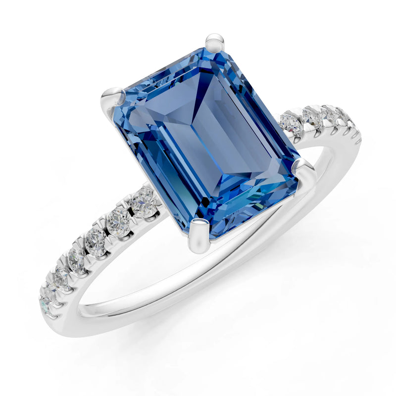 Emerald Solitaire Engagement Ring with Accent
