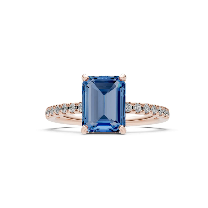 Emerald Solitaire Engagement Ring with Accent