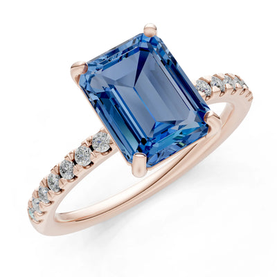 Emerald Solitaire Engagement Ring with Accent