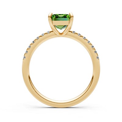 Emerald Solitaire Engagement Ring with Accent