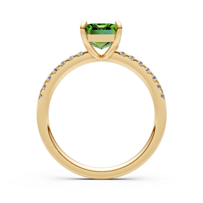 Emerald Solitaire Engagement Ring with Accent