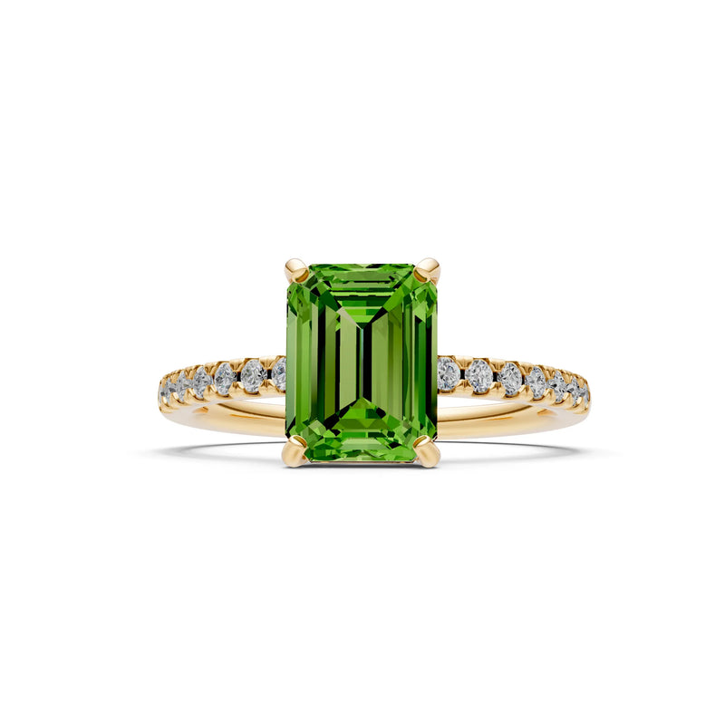 Emerald Solitaire Engagement Ring with Accent