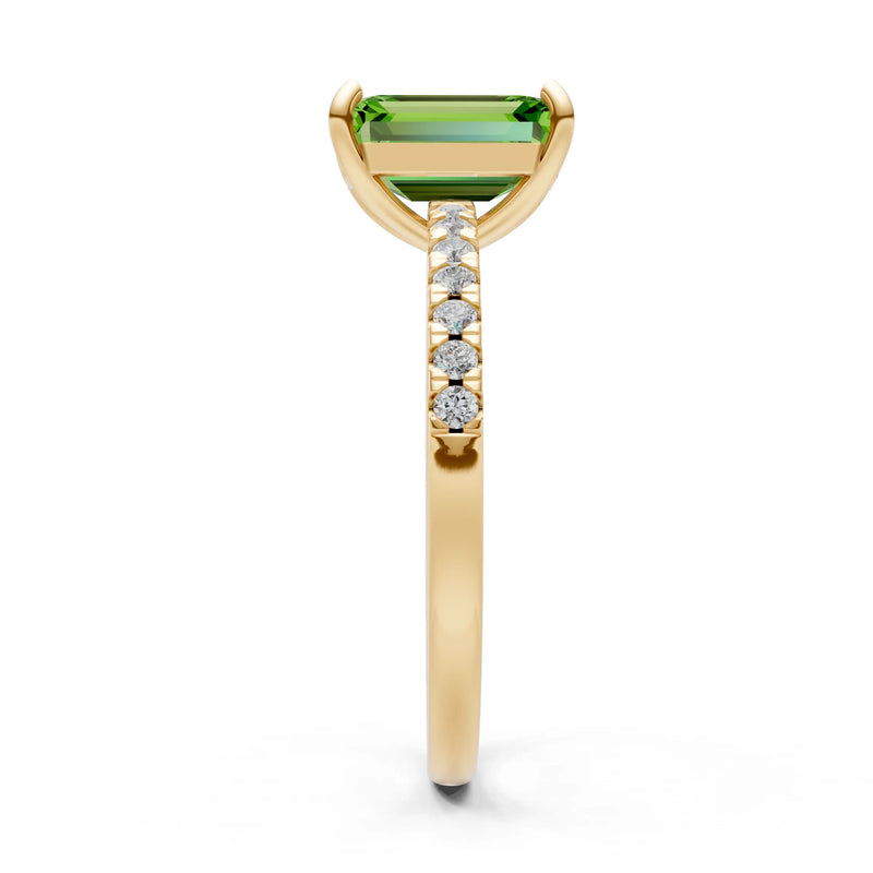 Emerald Solitaire Engagement Ring with Accent