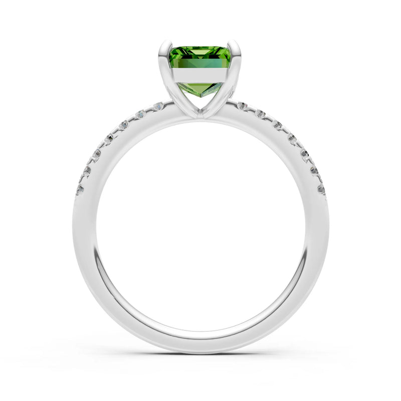 Emerald Solitaire Engagement Ring with Accent