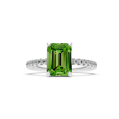 Emerald Solitaire Engagement Ring with Accent