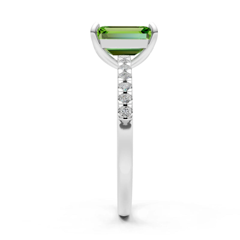 Emerald Solitaire Engagement Ring with Accent