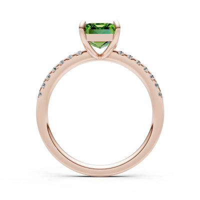 Emerald Solitaire Engagement Ring with Accent