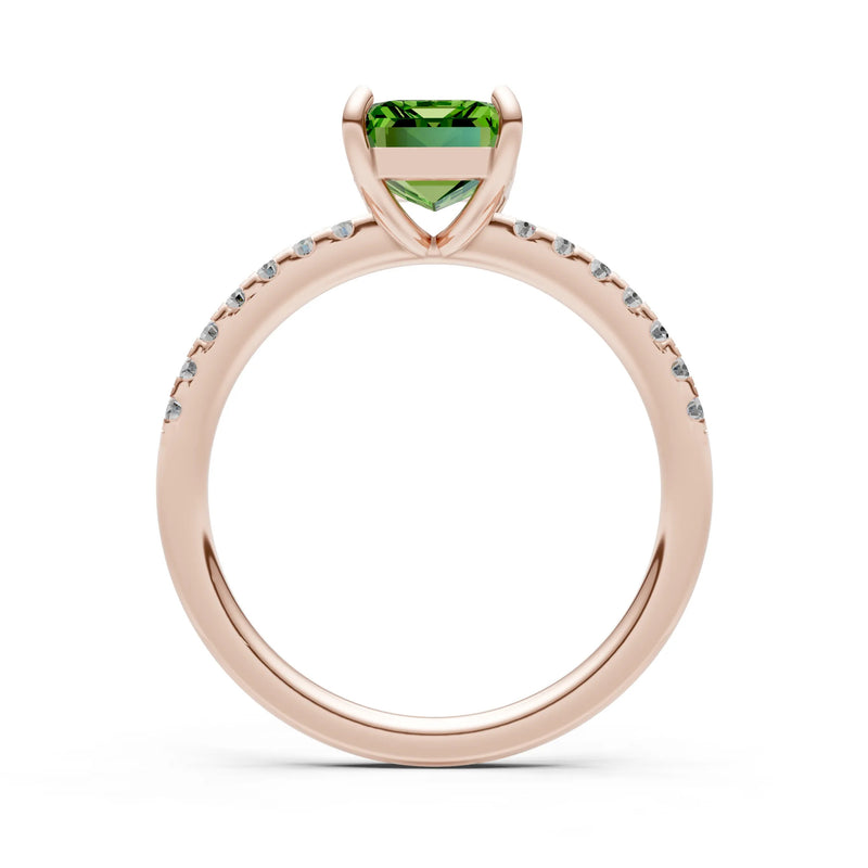 Emerald Solitaire Engagement Ring with Accent