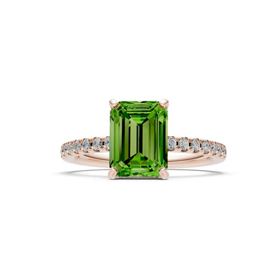 Emerald Solitaire Engagement Ring with Accent