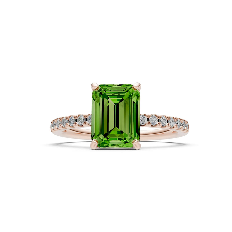 Emerald Solitaire Engagement Ring with Accent
