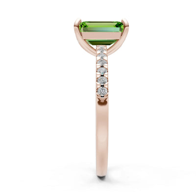 Emerald Solitaire Engagement Ring with Accent