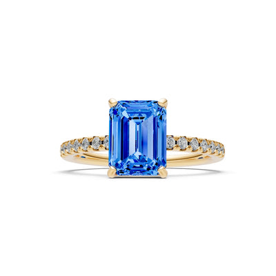 Emerald Solitaire Engagement Ring with Accent