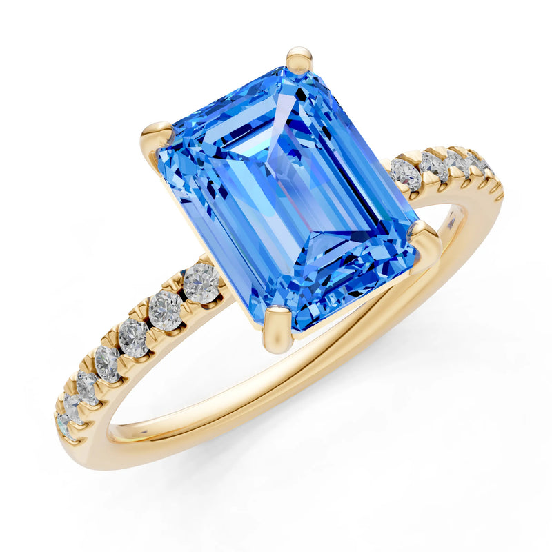 Emerald Solitaire Engagement Ring with Accent
