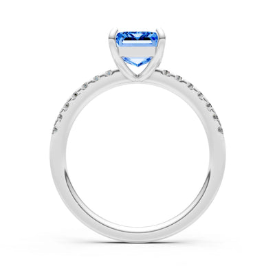 Emerald Solitaire Engagement Ring with Accent