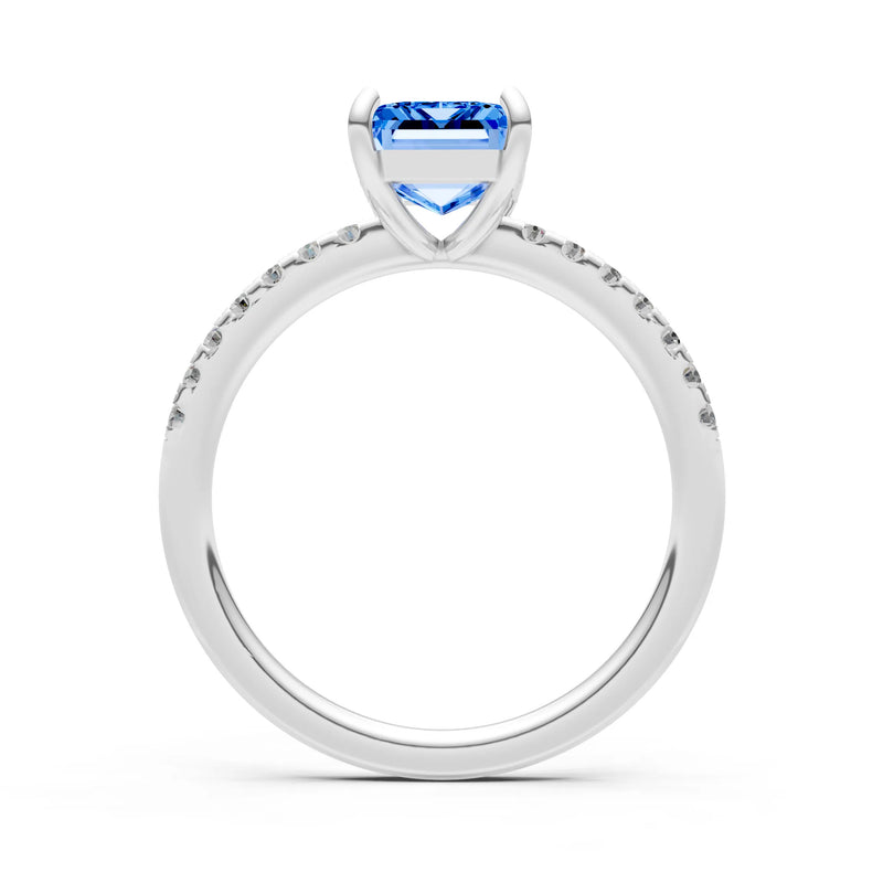 Emerald Solitaire Engagement Ring with Accent