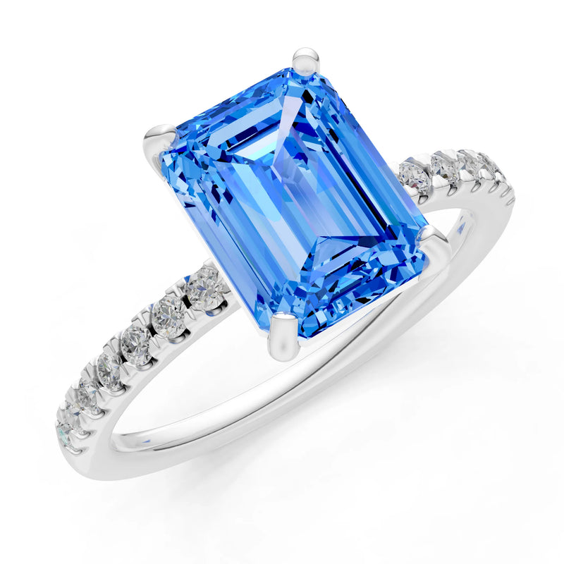 Emerald Solitaire Engagement Ring with Accent