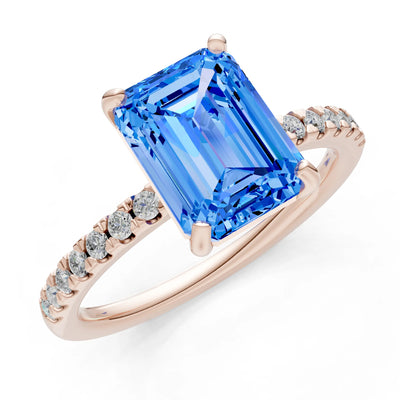 Emerald Solitaire Engagement Ring with Accent