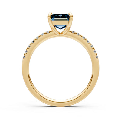 Emerald Solitaire Engagement Ring with Accent