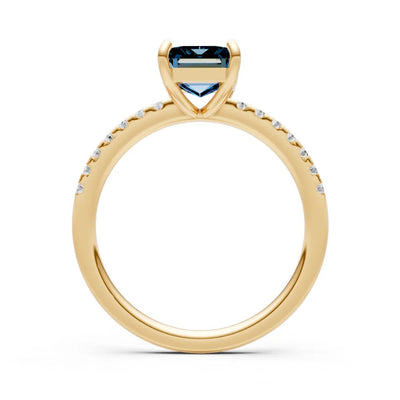 Alexandrite Emerald Cut Solitaire Engagement Ring with Accent