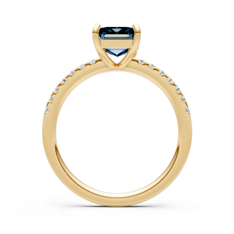 Alexandrite Emerald Cut Solitaire Engagement Ring with Accent