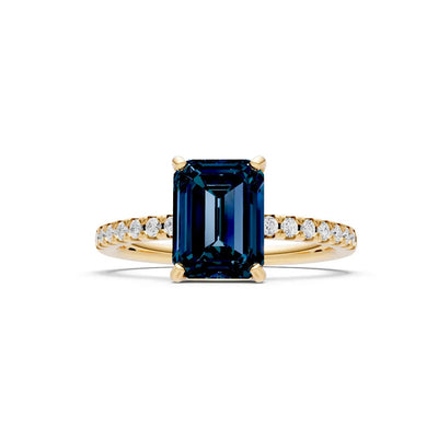 Alexandrite Emerald Cut Solitaire Engagement Ring with Accent