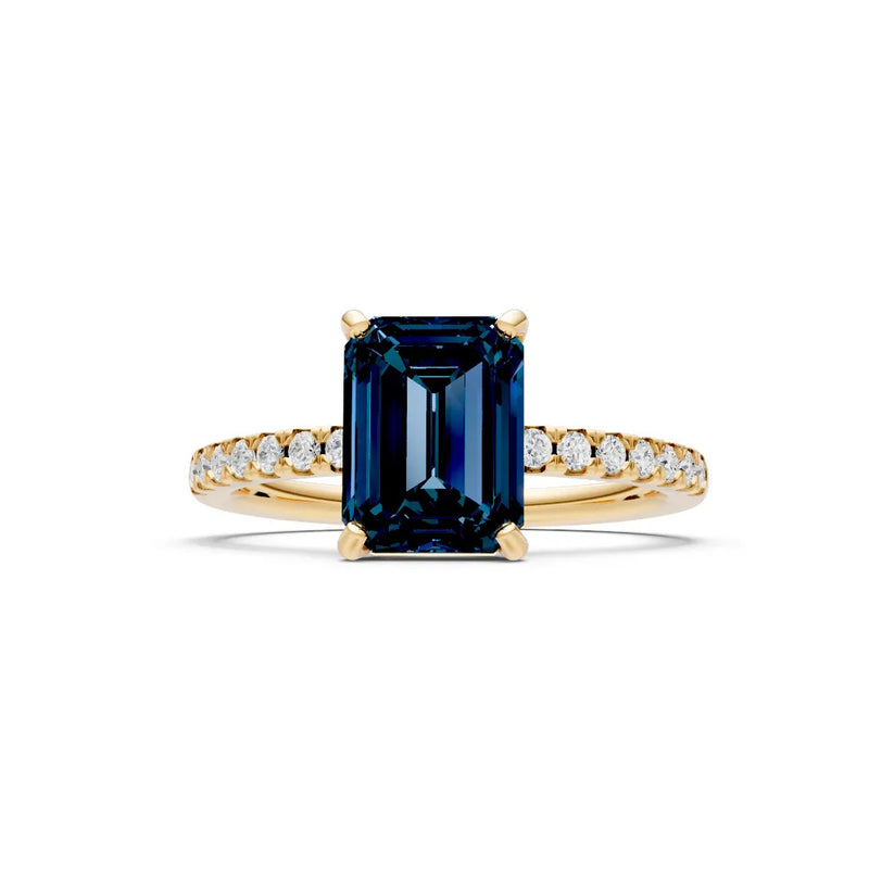 Alexandrite Emerald Cut Solitaire Engagement Ring with Accent