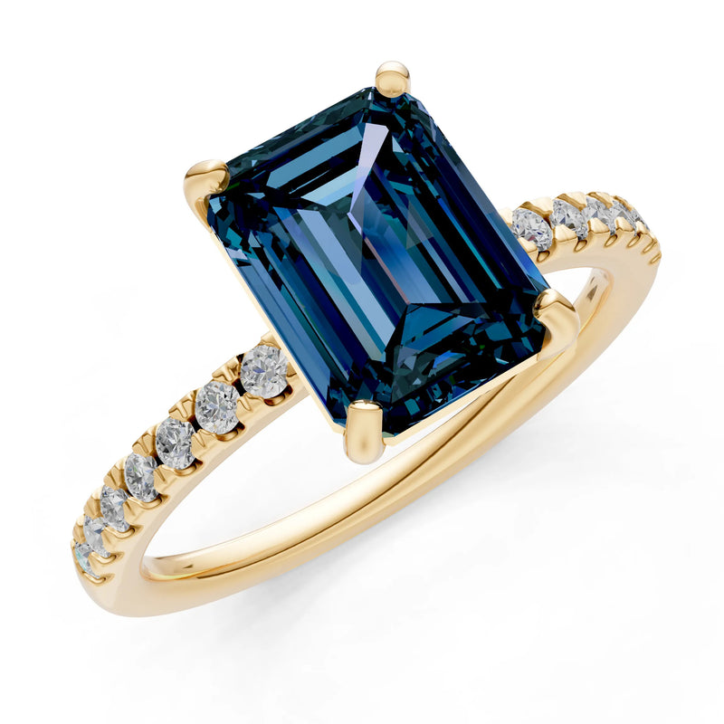 Emerald Solitaire Engagement Ring with Accent