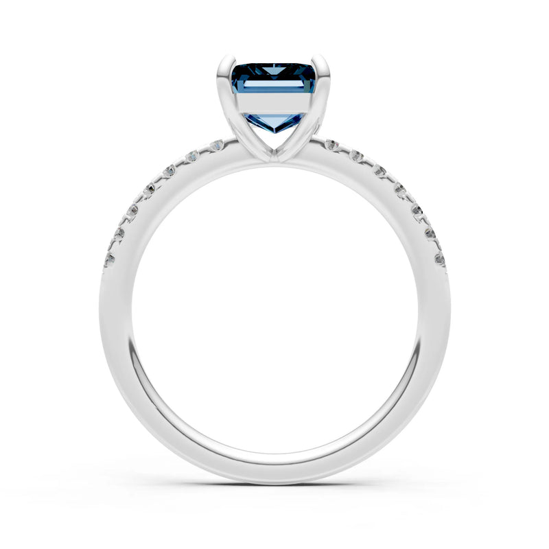 Emerald Solitaire Engagement Ring with Accent