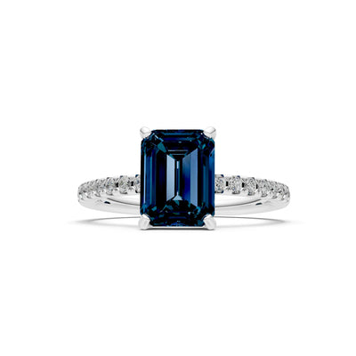 Emerald Solitaire Engagement Ring with Accent