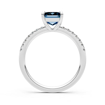 Emerald Solitaire Engagement Ring with Accent