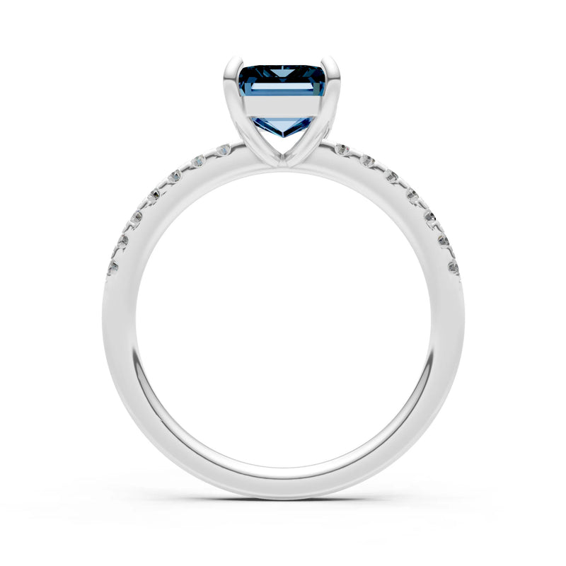 Emerald Solitaire Engagement Ring with Accent