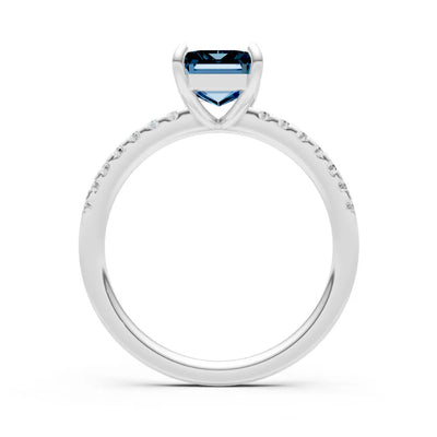 Alexandrite Emerald Cut Solitaire Engagement Ring with Accent