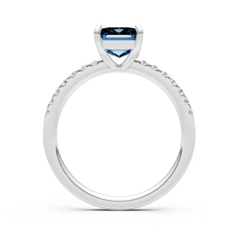 Alexandrite Emerald Cut Solitaire Engagement Ring with Accent