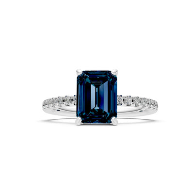 Emerald Solitaire Engagement Ring with Accent
