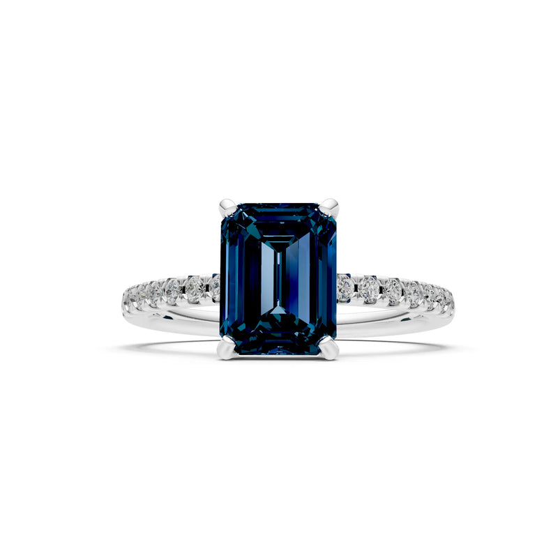 Emerald Solitaire Engagement Ring with Accent