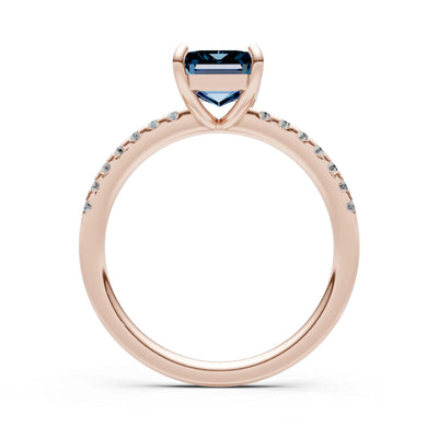 Emerald Solitaire Engagement Ring with Accent