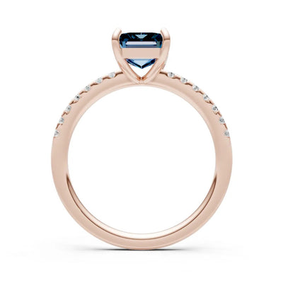 Alexandrite Emerald Cut Solitaire Engagement Ring with Accent