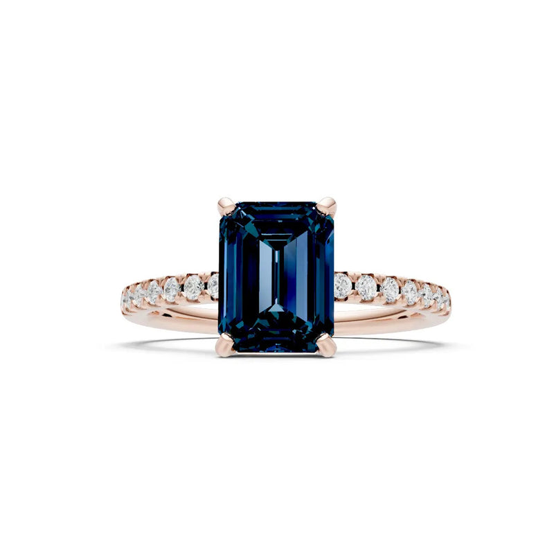 Alexandrite Emerald Cut Solitaire Engagement Ring with Accent