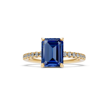 Emerald Solitaire Engagement Ring with Accent