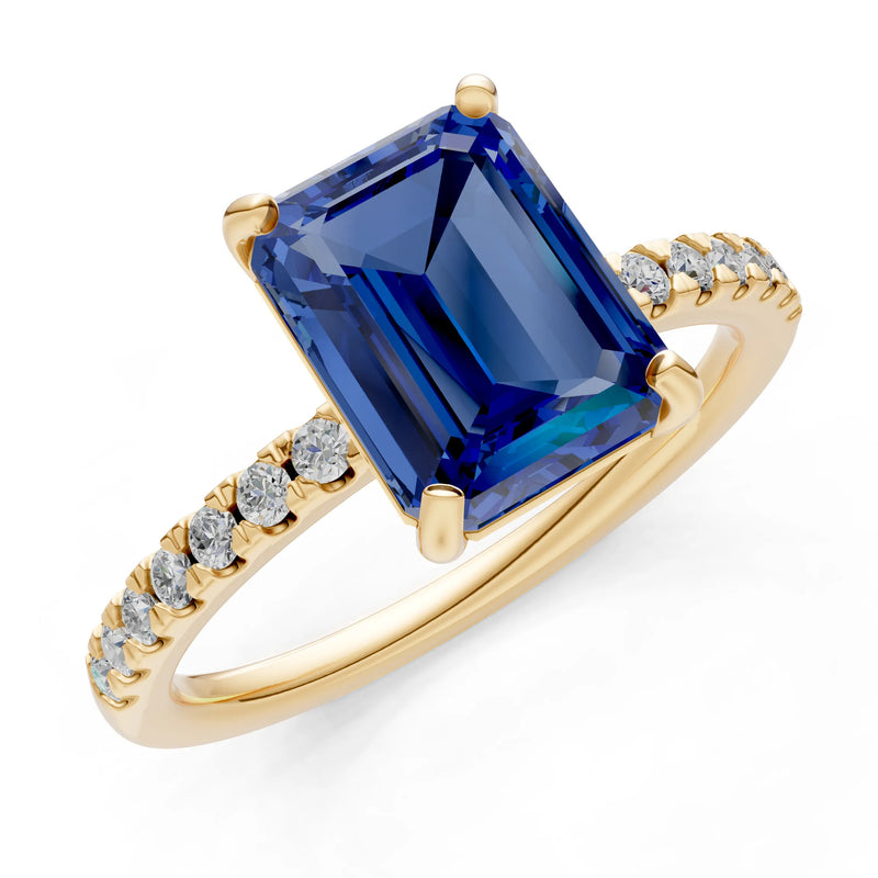 Emerald Solitaire Engagement Ring with Accent