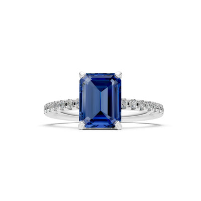 Emerald Solitaire Engagement Ring with Accent