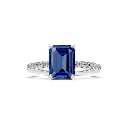 Emerald Solitaire Engagement Ring with Accent