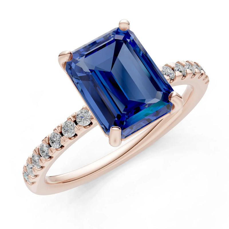 Emerald Solitaire Engagement Ring with Accent