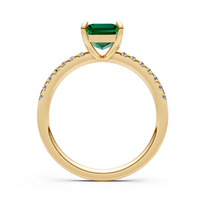 Emerald Solitaire Engagement Ring with Accent